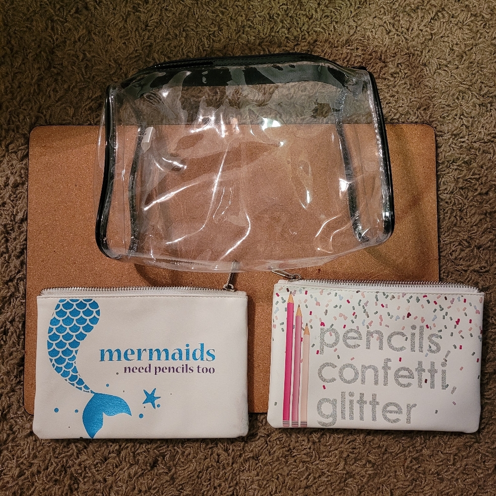 3 pencil bags/makeup bags bundle